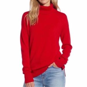 Halogen Red 100% Cashmere Turtleneck Sweater Sz Small